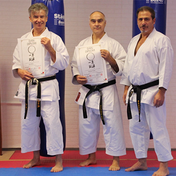 Peter Göhring und Hartmut Treiber mit Sensei Arturo Madeo