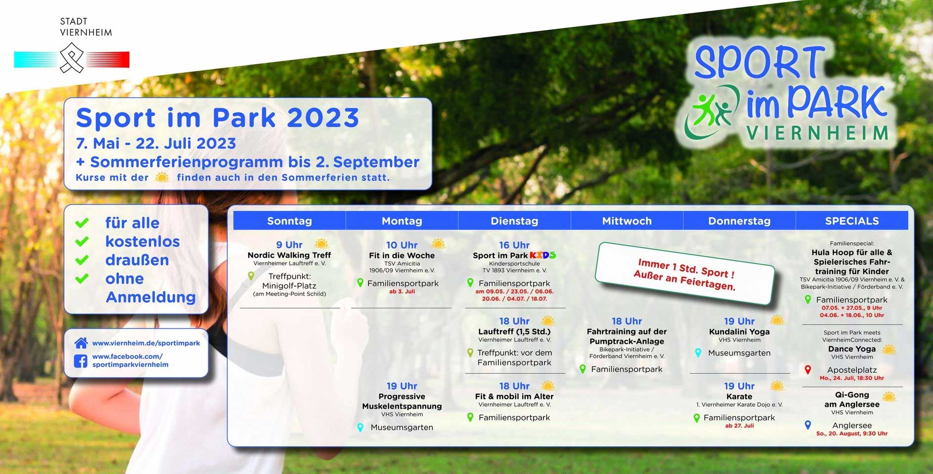 Zeitplan von Sport im Park 2023